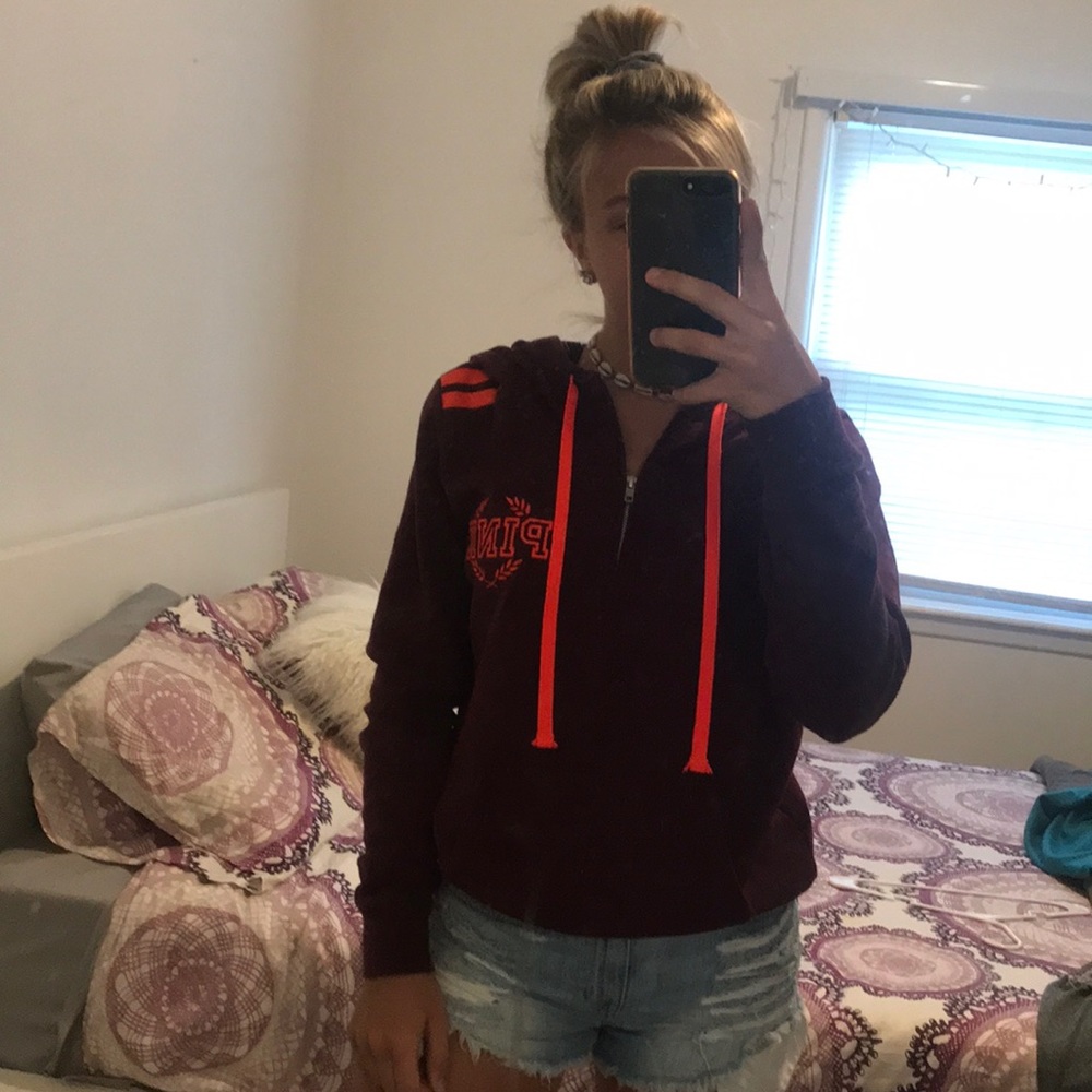 PINK quarter zip with hood